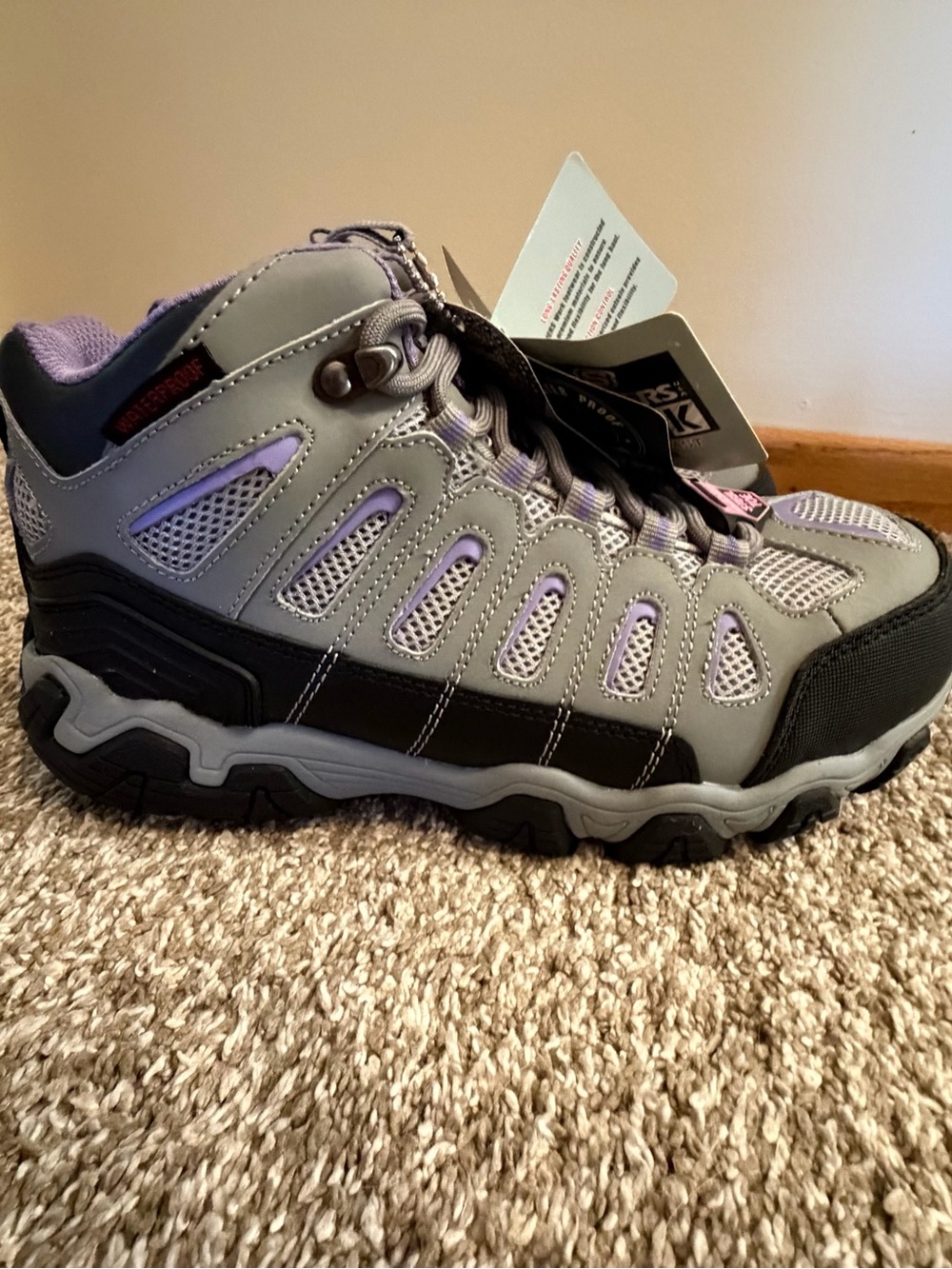 Skechers Women's Gray, Black and Purple Work Athletic Shoe Steel Toe Hiking